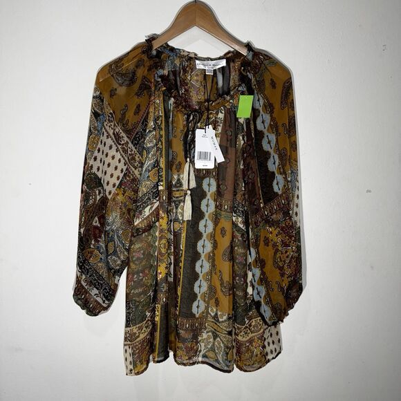 NWT Chelsea & Theodore Plus Size 3X Peasant Top Bandanna Paisley Boho print - Picture 4 of 14